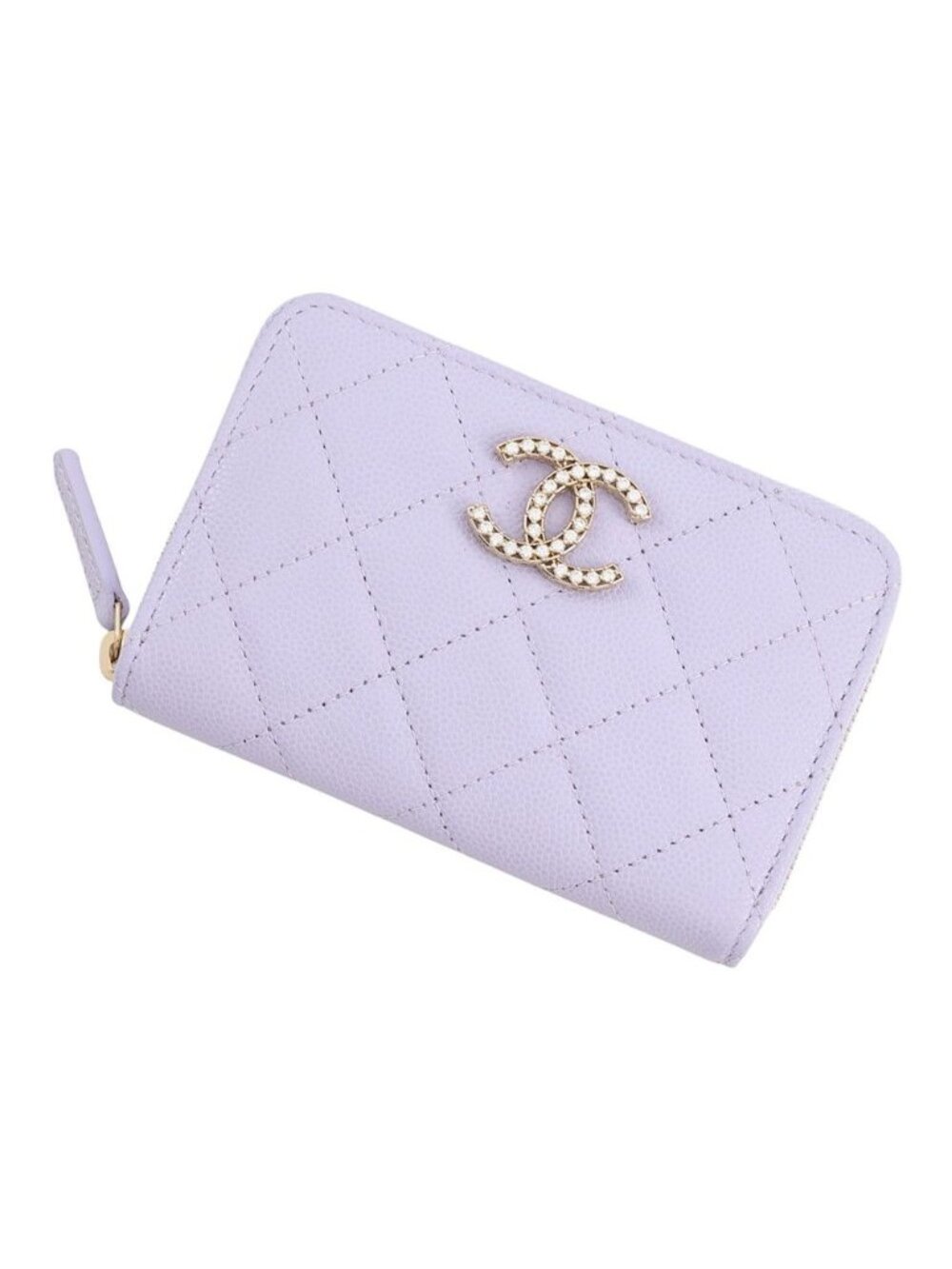 Chanel Coin Purse CC Logo Quilted Caviar Leather
